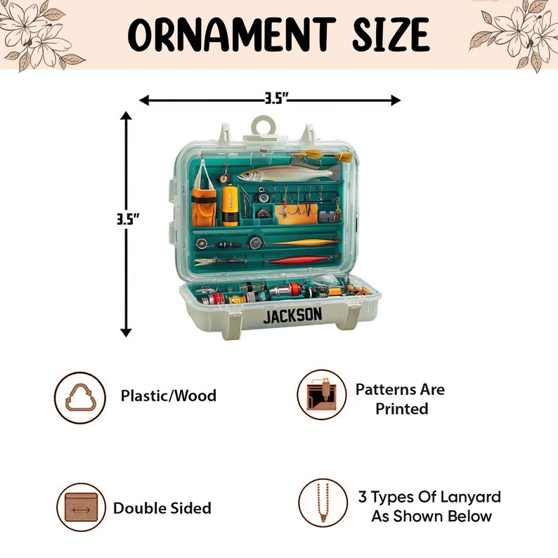 Personalized Fishing Tackle Box 2D Flat Ornament, Custom Name Christmas ...