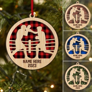 Personalized Boxing Layered Wood Ornament, Custom Boxing Christmas Tree Ornament, Sport Christmas Home Decor, Christmas Gift for Boxer