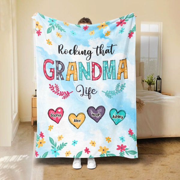 Couverture personnalisée de grand-mère, couvertures personnalisées Rock'n That grand-mère douce et confortable en polaire sherpa, cadeau de fête des mères pour maman, grand-mère
