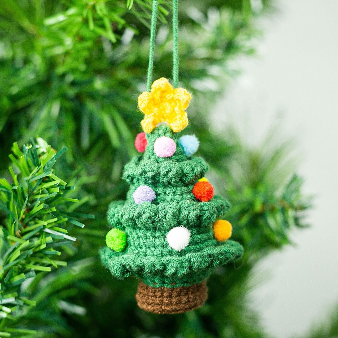 Christmas Tree Handmade Crochet Christmas Ornament, Pine Tree Knitted Christmas Tree Ornament