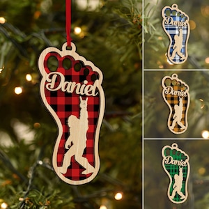 Personalized Bigfoot Layered Wood Ornament, Custom Sasquatch Christmas Tree Ornament, Bigfoot Christmas Home Decor, Gift for Bigfoot Lover