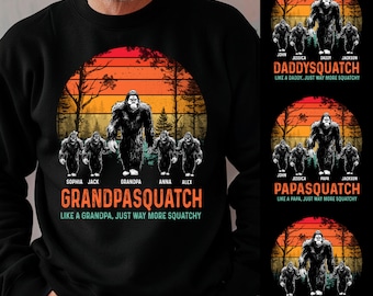 Personalized Grandpasquatch Sweatshirt, Custom Kid Name Dadsquatch Like A Dad Just Way More Squatchy Shirt, Bigfoot Shirt, Gift for Dad,Papa