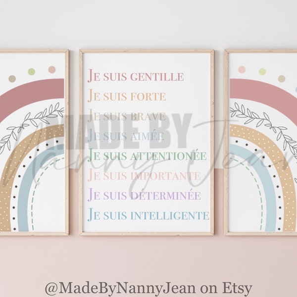 Affirmations Positives pour Enfants | Positive Motivation Deco Chambre | Fille | Bebe | Digitale Télécharger | Chambre Bébé