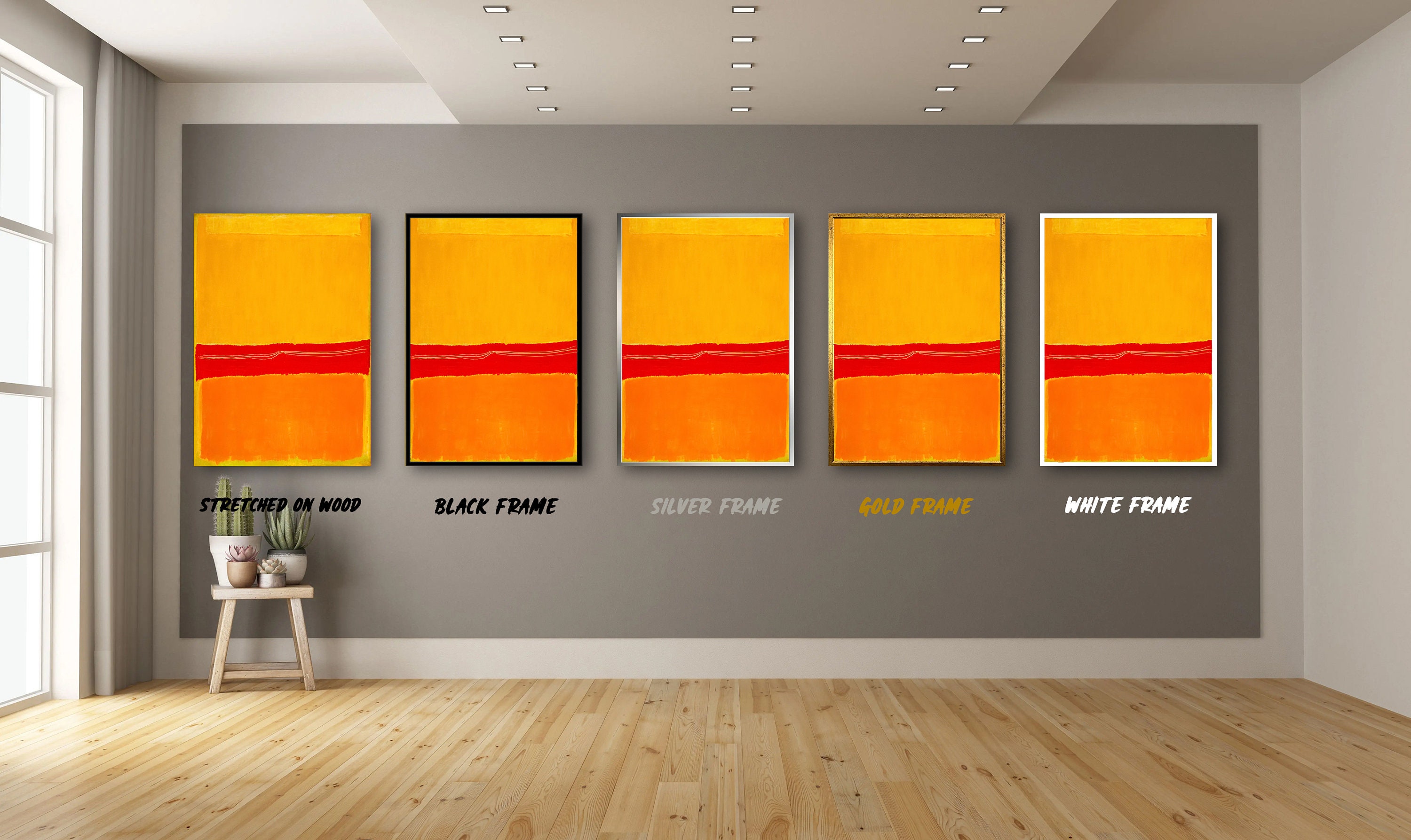 Mark Rothko Red and Orange Canvas Painting, Mark Rothko Wall Art, Mark