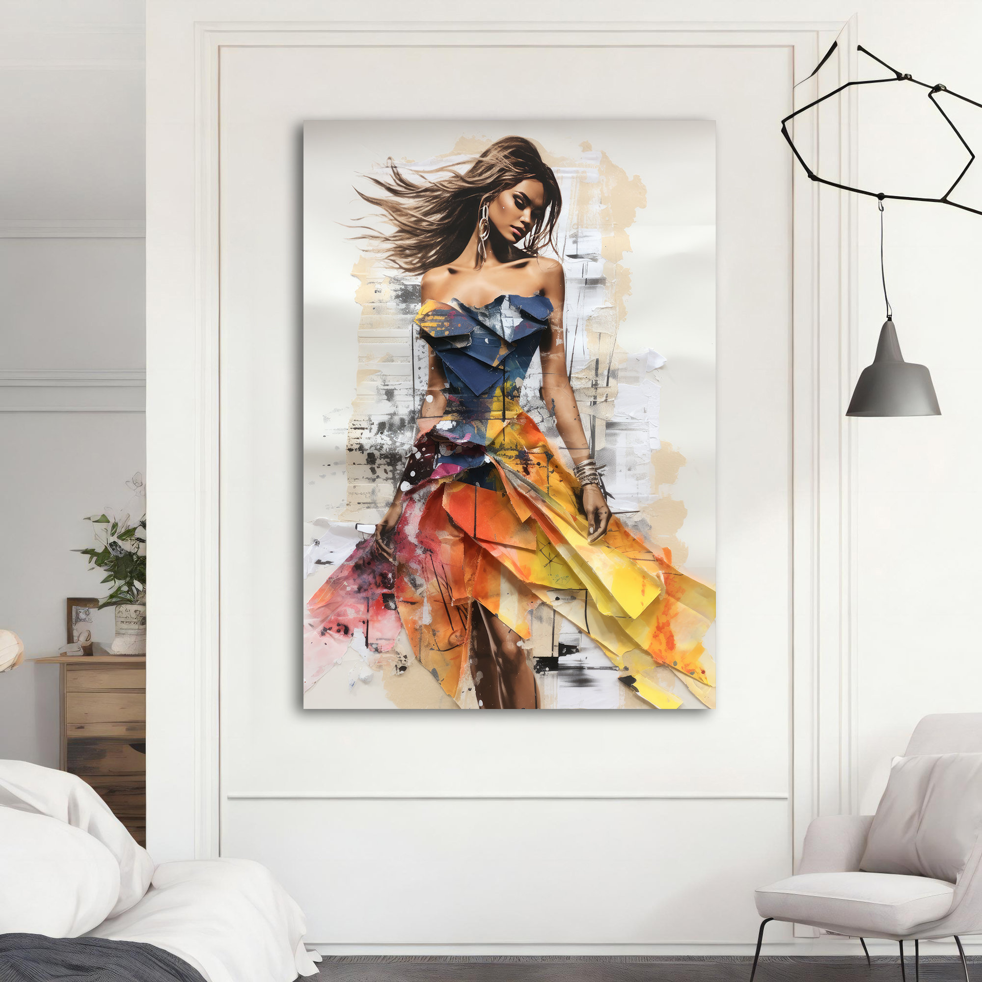 Beautiful Woman Wall Art, Fashion Woman in Dress Canvas Painting - Etsy