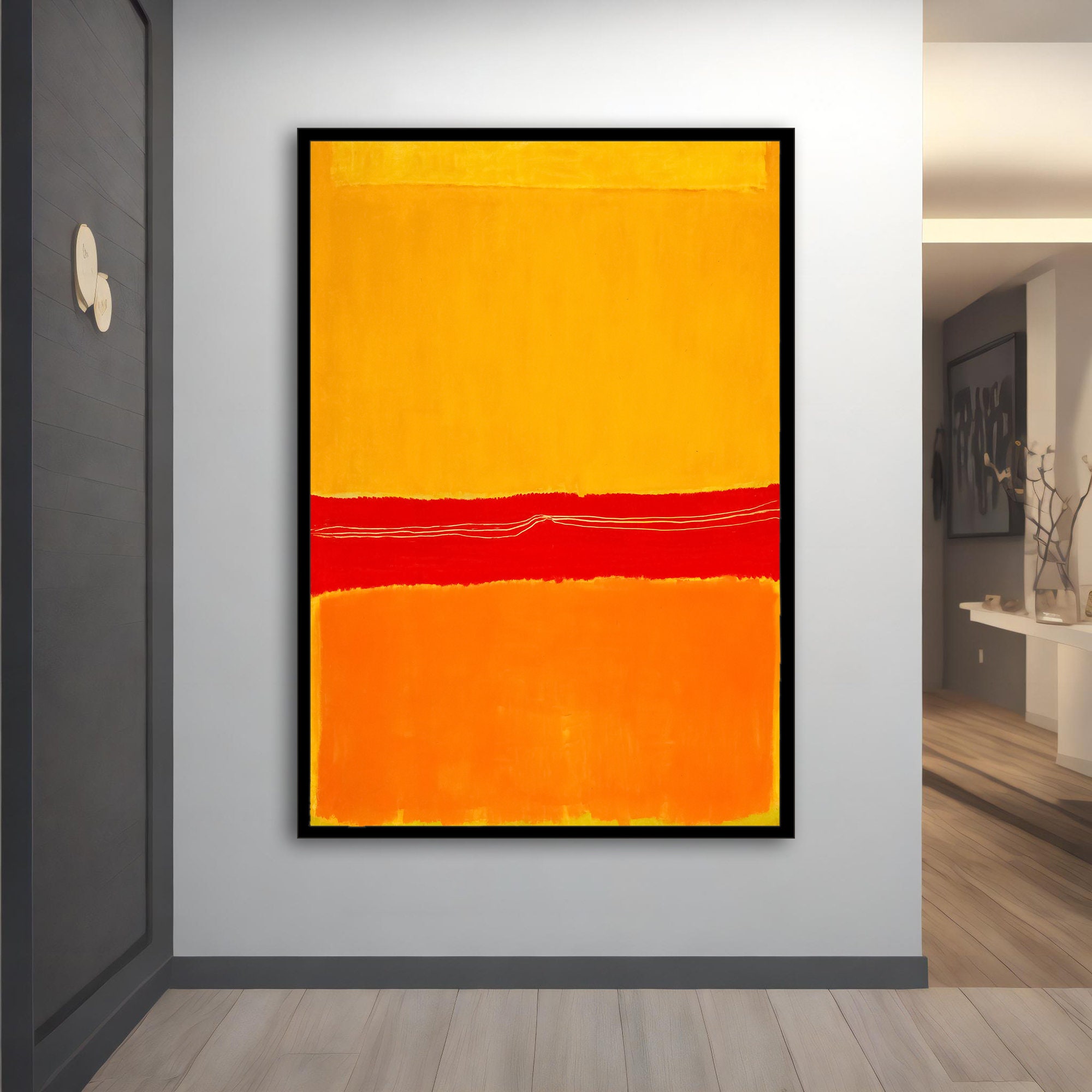 Mark Rothko Red and Orange Canvas Painting, Mark Rothko Wall Art, Mark