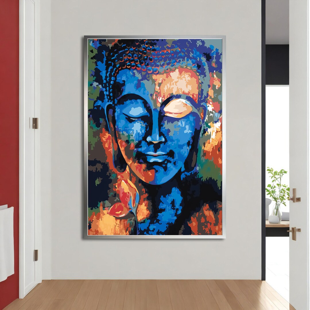 Colorful Buddha Canvas Wall Art, Colorful Buddha Print Wall Art, Asian ...