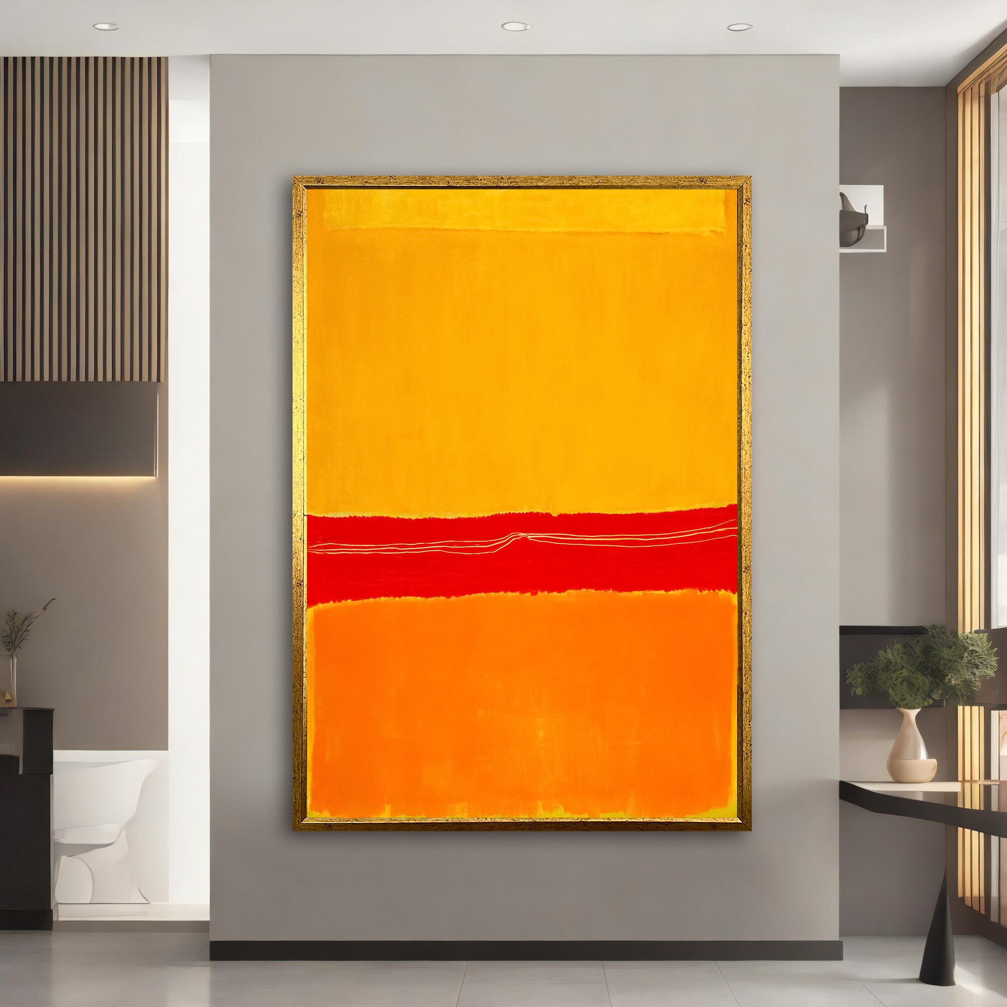 Mark Rothko Red and Orange Canvas Painting, Mark Rothko Wall Art, Mark