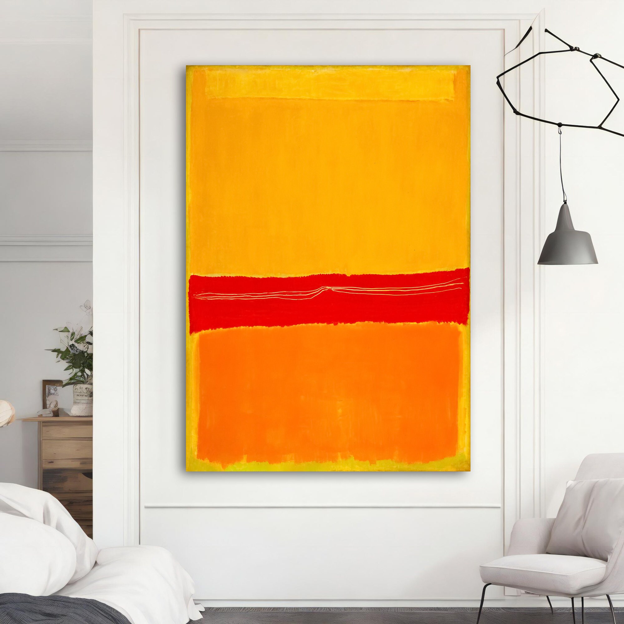 Mark Rothko Red and Orange Canvas Painting, Mark Rothko Wall Art, Mark