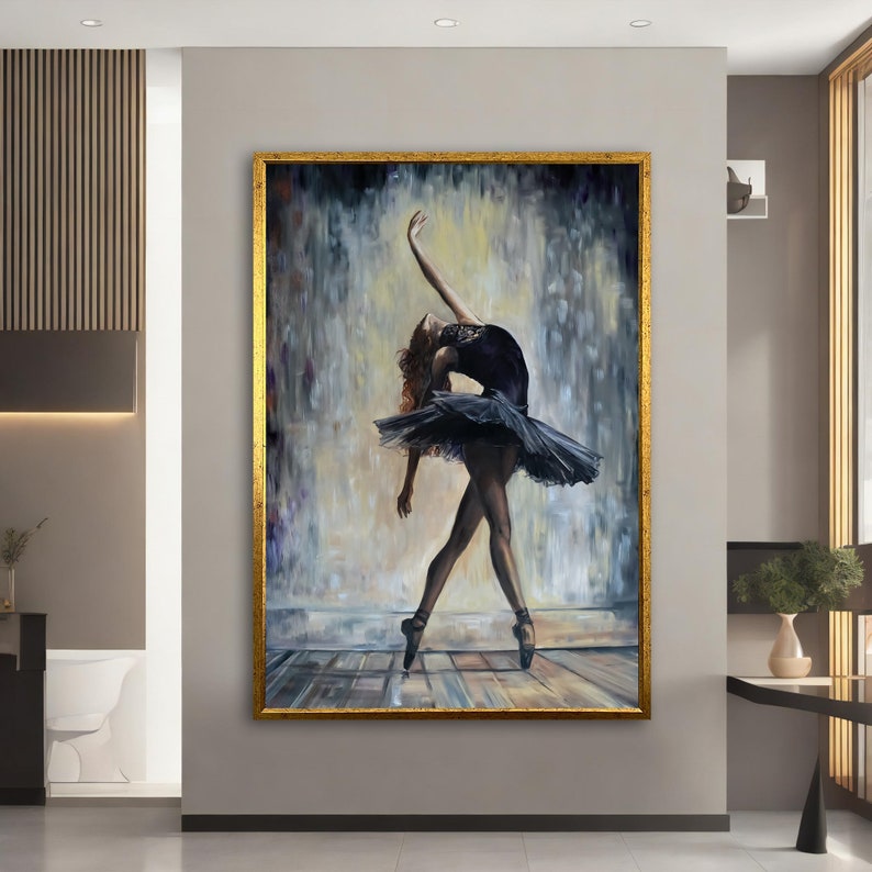Ballerina Dancing Woman in Red Dress Canvas Wall Art, Dancing Girl