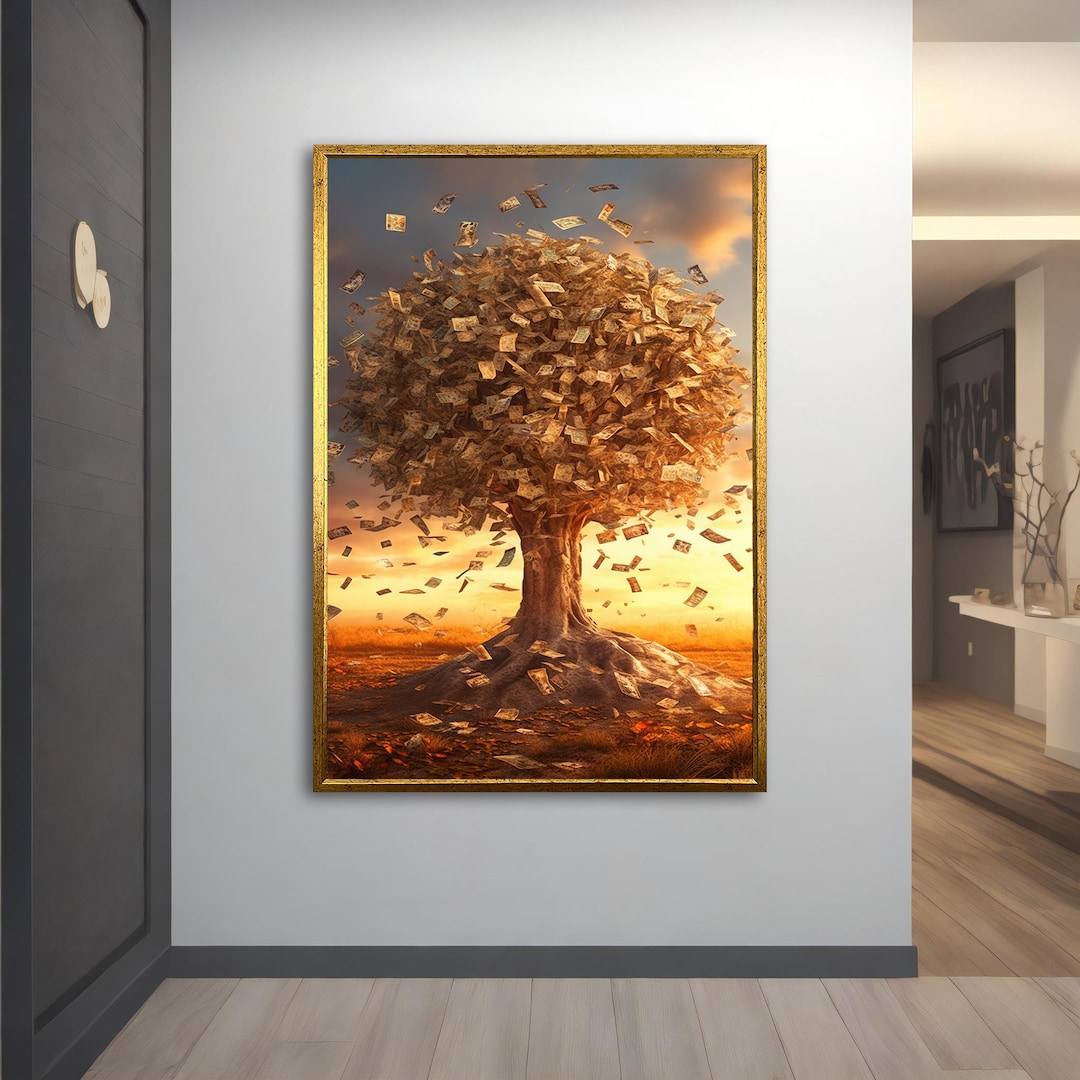 Money Tree Canvas Painting, Money Tree Wall Art, Money Tree Painting