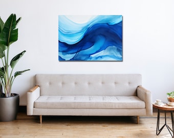 Printable Abstract Ocean Wave Watercolor Art, Surf Print, Ocean Print, Watercolor Print, Printable Art, Beach Art, Coastal Art
