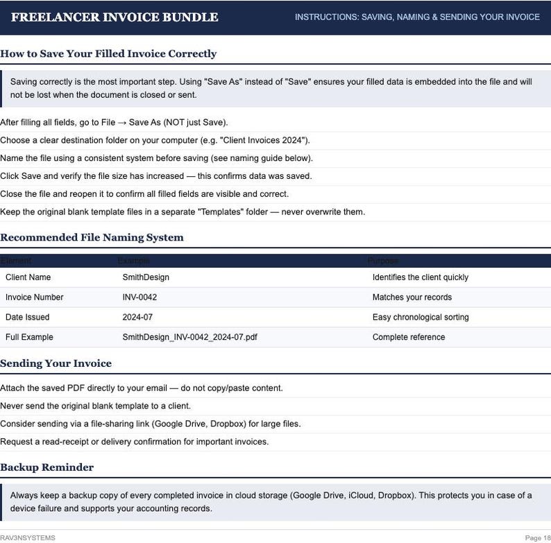 Freelancer Invoice Template PDF Fillable | 3 Professional Designs ...