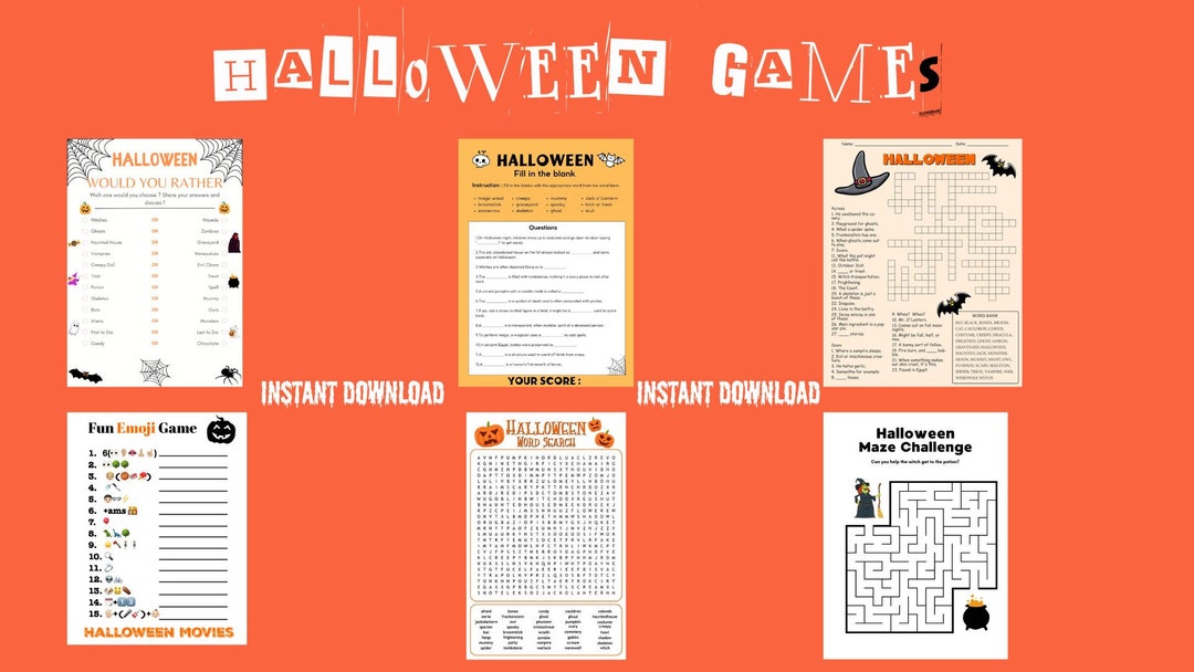 Pack 6 Halloween Games Funny Pack Scary Halloween Games & Etsy