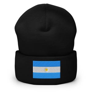 Argentina Flag Beanie, Embroidered Cuffed Beanie Hat, Argentina Gifts, Buenos Aires, Argentina Soccer Futbol, Multiple Colors