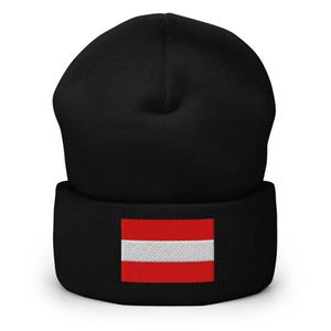 Austria Beanie, Austrian Flag Embroidered Cuffed Beanie Hat, Austria Gifts, Austria Souvenir, Multiple Colors