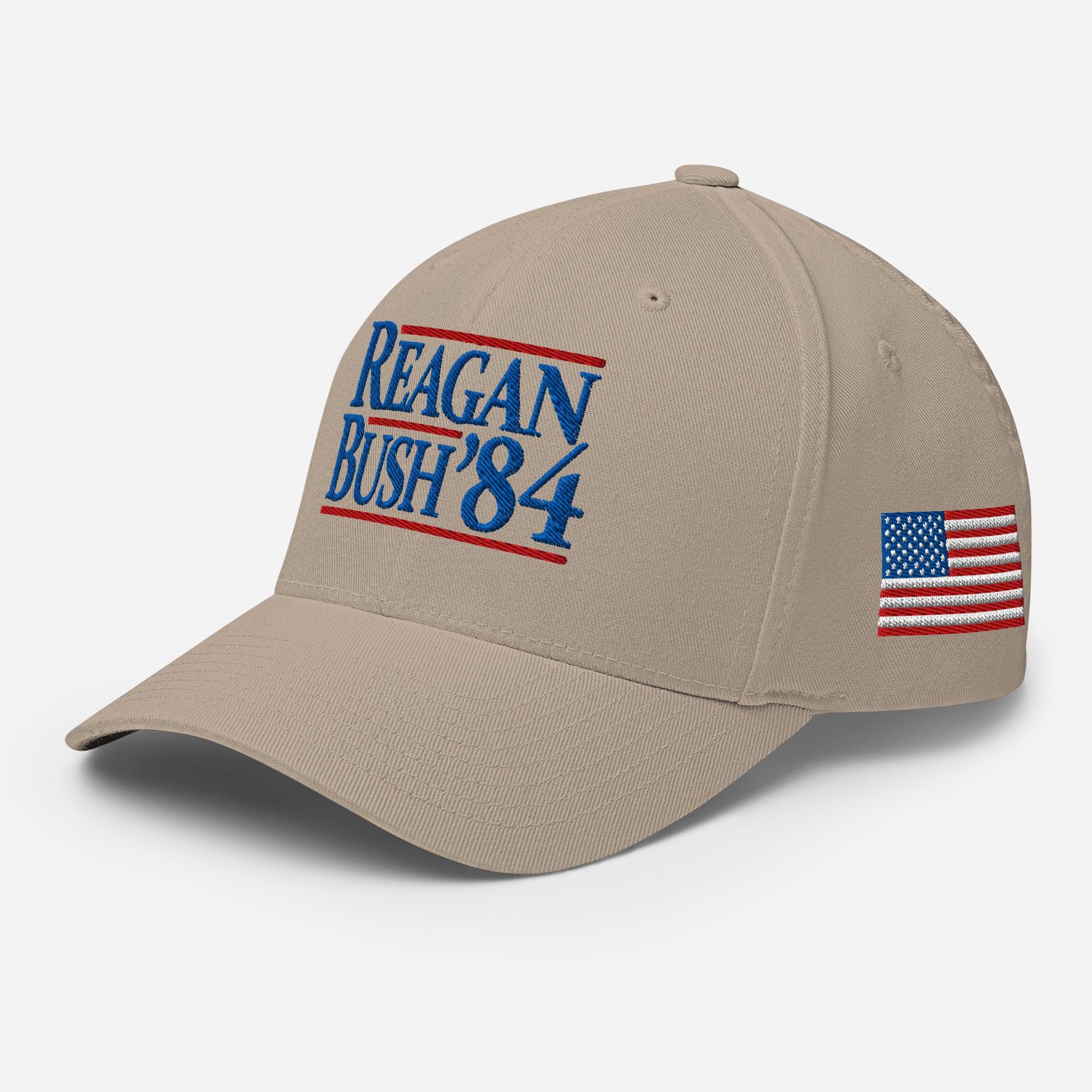 Reagan Bush '84 Hat, Retro Campaign Embroidered Structured Flexfit