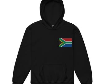 Sudadera infantil con capucha de Sudáfrica, sudadera juvenil con capucha y bordado de la bandera sudafricana, regalos sudafricanos, Springboks, varios colores