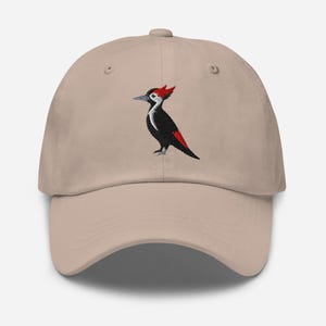Pileated Woodpecker Hat, Embroidered Adjustable Cotton Dad Cap, Woodpecker Gifts, Cute Bird Hat, Bird Watching Gifts, Multiple Colors