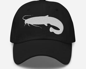 Catfish Hat, Embroidered Adjustable Unstructured Dad Cap, Catfish Gifts, Unisex Fishing Hat, Multiple Colors