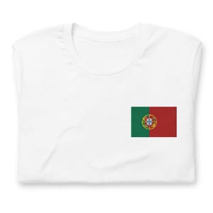 Portugal Shirt, Portuguese Flag Embroidered Short Sleeve Crewneck Tshirt, Portugal Gifts, Portugal Soccer, Multiple Colors