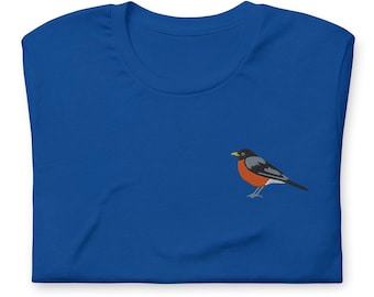 American Robin Shirt, EMBROIDERED Short Sleeve Crewneck Tshirt, Robin Gifts, Cute Bird Tshirt, Birding Gifts, Multiple Colors
