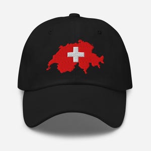 スイスハット、スイス国旗刺繍入り調節可能なダッドキャップ、スイスギフト、スイス土産、マルチカラー
