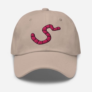Worm Hat, EMBROIDERED Earth Worm Adjustable Cotton Dad Cap, Worm Gifts, Multiple Colors
