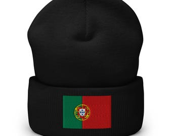 Gorro com bandeira de Portugal, gorro bordado com punho, presentes portugueses, luso-americano, presente de futebol de Portugal, várias cores