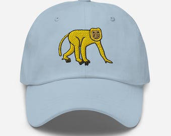Proboscis Monkey Hat, Embroidered Adjustable Cotton Dad Cap, Monkey Gifts, Exotic Wildlife, Zookeeper Gift, Multiple Colors