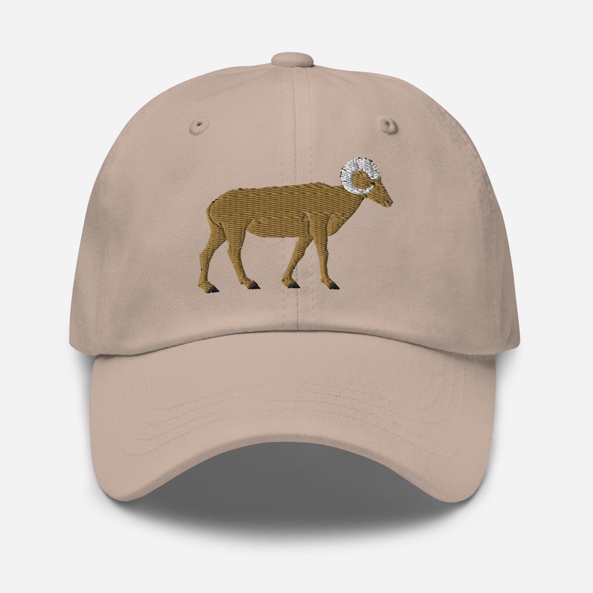 Vintage ECO Reptile Shirts Bighorn Ram Embroidered Dad Cap Hat Olive Green OSFA Bighorn Sheep Hat, EMBROIDERED Adjustable Cotton Dad Cap  main image 2