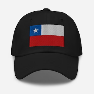 Chile Hat, Chilean Flag Embroidered Adjustable Cotton Baseball Cap, Chilean Gifts, Chile Soccer, Multiple Colors