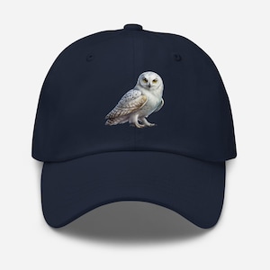 Snowy Owl Hat, Adjustable Unstructured Cotton Dad Cap, Owl Gifts, Owl Lover, Bird Watching Gifts, Bird Lover, Multiple Colors