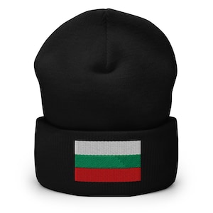Bulgaria Beanie, Bulgarian Flag Embroidered Cuffed Winter Beanie Hat, Bulgarian Gifts, Bulgarian American, Multiple Colors