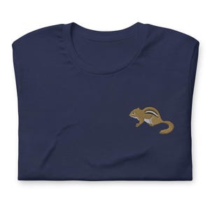 EMBROIDERED Chipmunk Shirt, Short Sleeve Crewneck Tshirt, Chipmunk Gifts, Cute Animal Tshirt, Multiple Colors