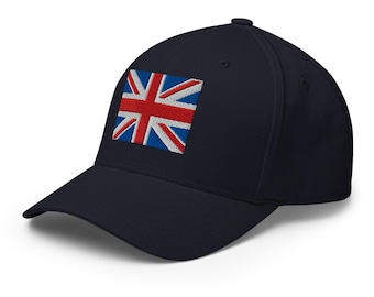 United Kingdom Union Jack Hat, Great Britain Flag Embroidered Structured Flexfit Cap, British Patriot, Union Jack, Britain Souvenir