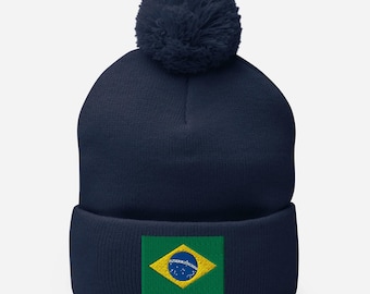 Gorro con la bandera de Brasil, gorro con pompón bordado, regalos brasileños, regalo del Mundial de Fútbol de Brasil, brasileño-estadounidense, varios colores