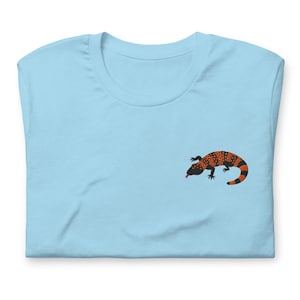 Gila Monster Shirt, EMBROIDERED Short Sleeve Crewneck Tshirt, Gila Monster Gift, Lizard Shirt, Exotic Wildlife, Multiple Colors