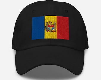 Cappello moldavo, berretto regolabile in cotone con bandiera moldava ricamata, regali moldavi, souvenir moldavo, vari colori