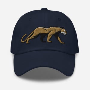 Mountain Lion Hat, Puma Cougar Big Cat Embroidered Adjustable Cotton Dad Cap, Mountain Lion Gifts, Multiple Colors