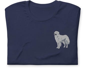 Embroidered Great Pyrenees Shirt, Short Sleeve Crewneck Tshirt, Great Pyrenees Gifts, Multiple Colors