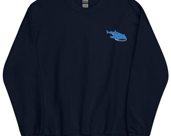 Walhai-Sweatshirt, GESTICKTER Rundhalspullover-Pullover, Hai-Geschenke, Hai-Liebhaber, mehrere Farben