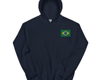 Brazil Flag Hoodie, EMBROIDERED Pullover Hooded Sweatshirt, Brazilian Gifts, Brazil Soccer World Cup, Multiple Colors