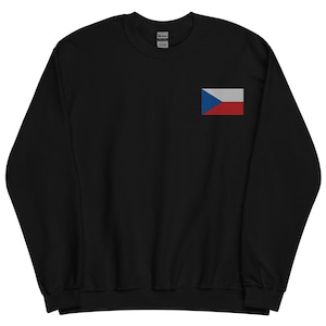 Czech Republic Sweatshirt, Czechia Flag Embroidered Long Sleeve Sweater, Czech Gifts, Czech Republic Souvenir, Multiple Colors