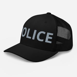POLICE Hat, Embroidered Adjustable Mesh Trucker Cap, Police Officer Gifts, Law Enforcement Hat, Police Dept