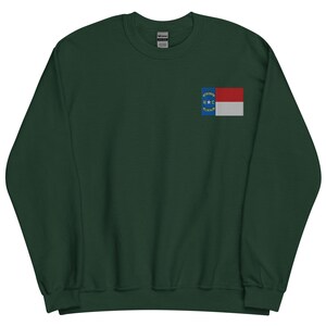 North Carolina Flag Sweatshirt, Embroidered Long Sleeve Crewneck Sweater, North Carolina Gifts, NC Native, Multiple Colors