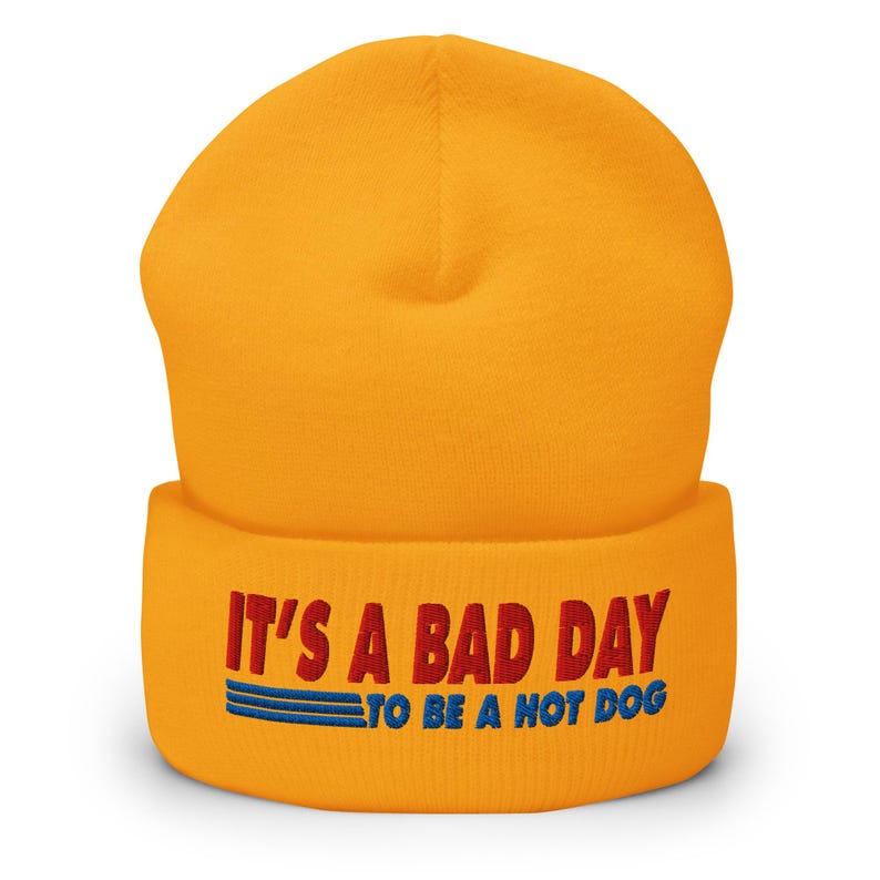 It's a bad day to be a Costco hot dog | embroidered cuffed beanie hat