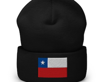 Gorro de invierno con puños bordados con la bandera chilena, regalos chilenos, fútbol chileno, varios colores