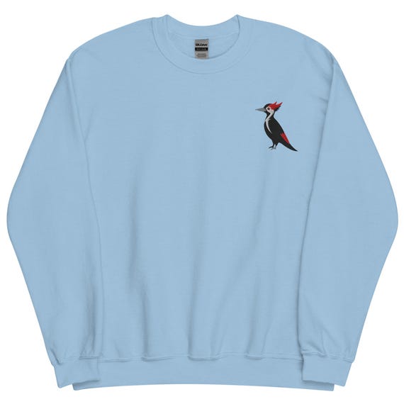 Pileated Woodpecker Sweatshirt, Embroidered Long Sleeve Crewneck