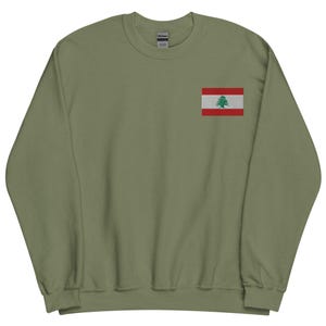 Lebanon Sweatshirt, Lebanese Flag Embroidered Long Sleeve Crewneck Sweater, Lebanon Gifts, Lebanese American Gift, Multiple Colors